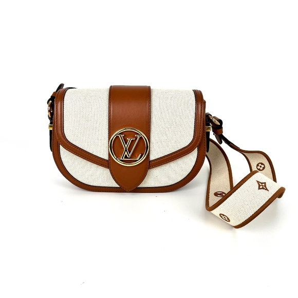 LOUIS VUITTON LV Post 9 Soft MM Brown Tan Canvas Leather Crossbody Shoulder Bag - Picture 1 of 14